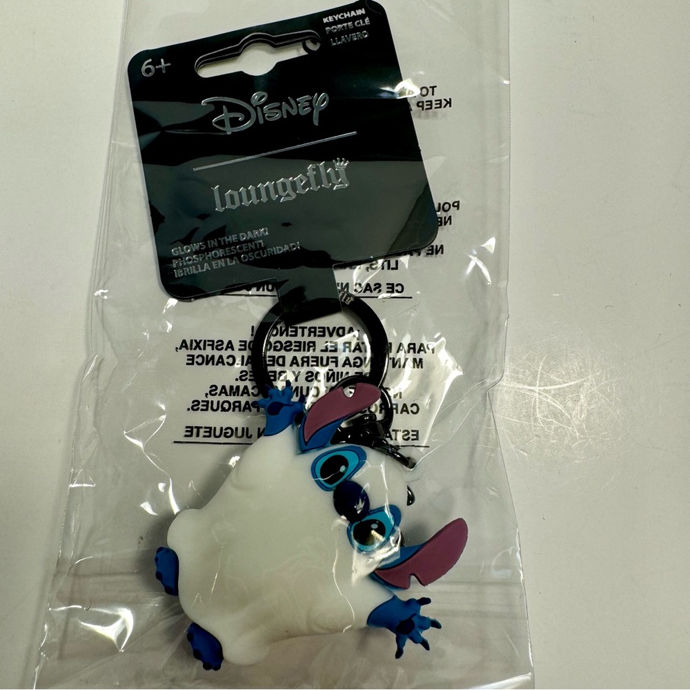 NWT. Loungefly Disney Stitch Ghost Glow In The Dark 3D Molded Keychain. 2.5”H